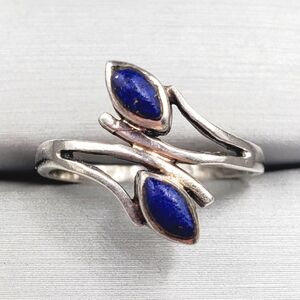 Marquise Blue Lapis Lazuli 925 Sterling Silver Vintage Ring
